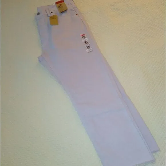 NWT Levy's 501 32x26 lilac cropped straight leg jeans - Picture 9 of 14
